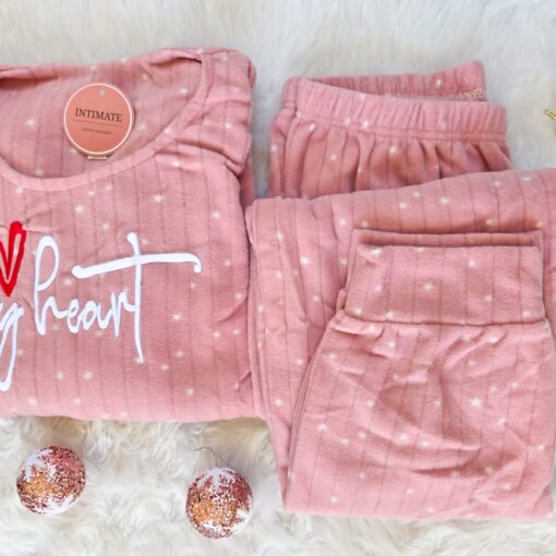 Pyjama Polaire Rose Bébé "My Heart"