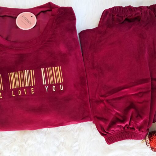 Pyjama Velours Rouge "I Love You"