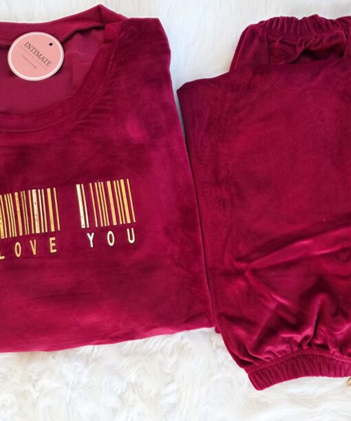 Pyjama Velours Rouge "I Love You"