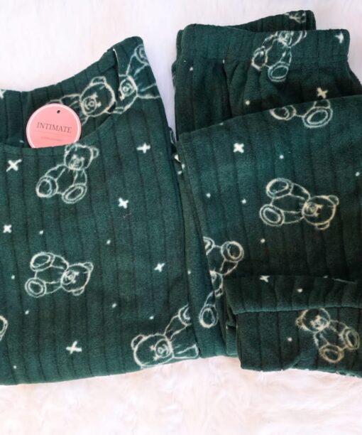 Pyjama Polaire Vert Imprimé Nounours