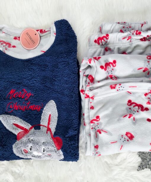 Pyjama Polaire Gris & Bleu primé Lapin