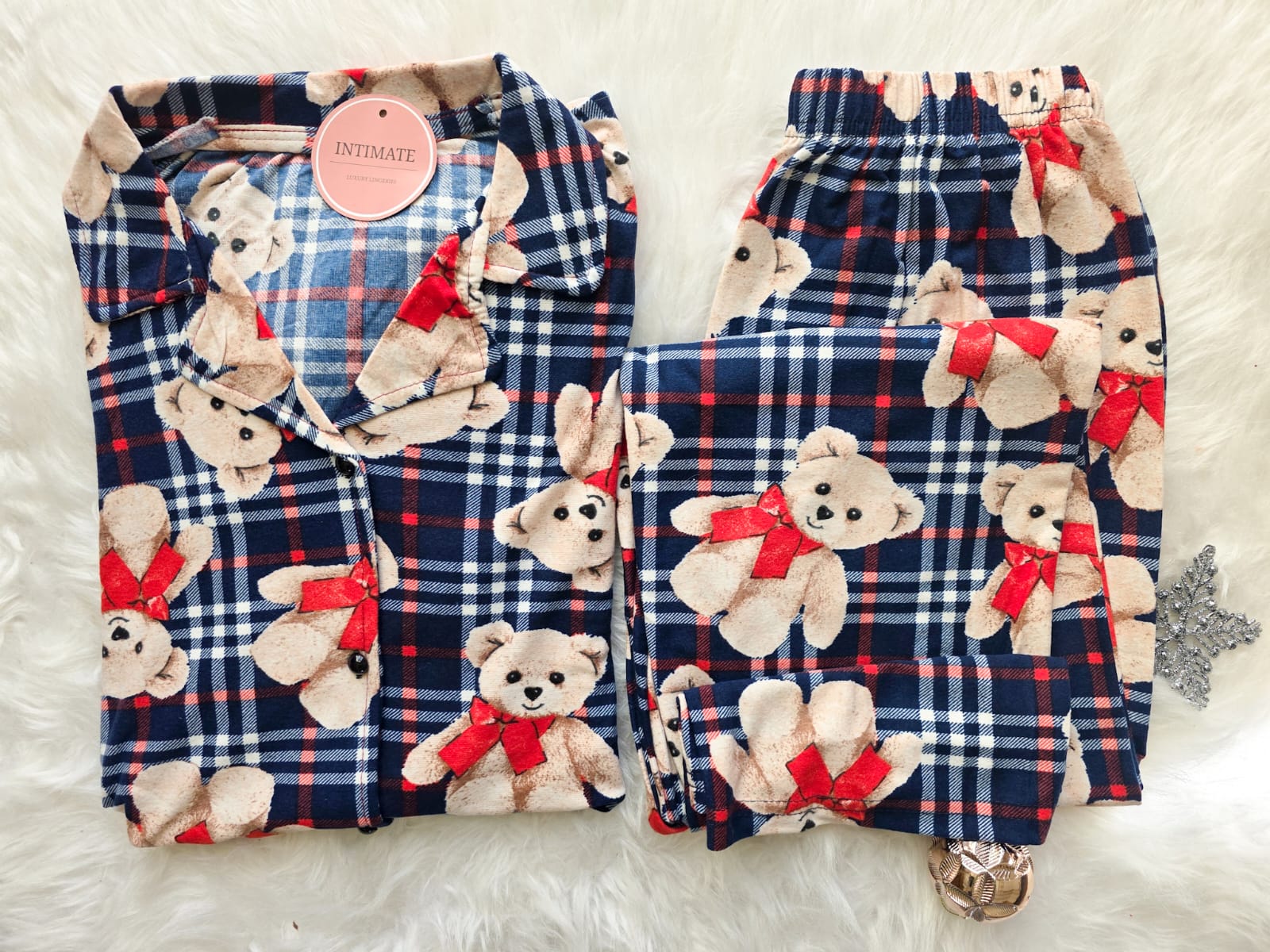 IMG-20251122-WA0040 Pyjama Chemise Manches Longues Coton Bleu Nounours – Image 1