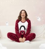 Pyjama Polaire Rose Fushia & Blanc Imprimé Nounours – Image 2