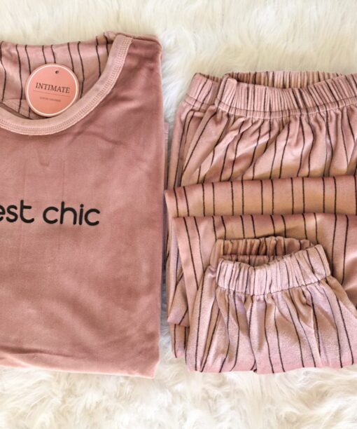 Pyjama Velours Rose Nude "C'est  Chic"