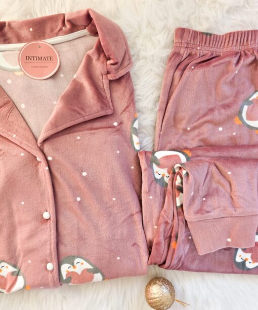 Pyjama Chemise Velours Soft Rose Bébé