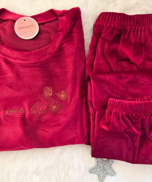 Pyjama Velours Rouge "Live your Life"