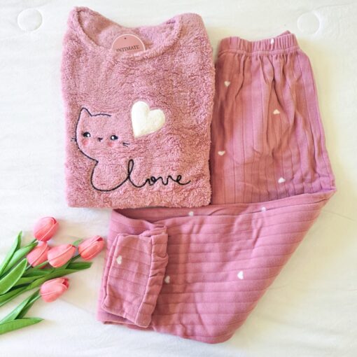 Pyjama Polaire Rose Love