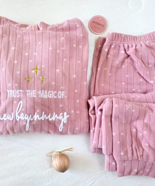 Pyjama Polaire Capuche Rose