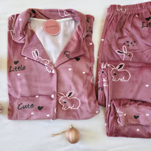 Pyjama Chemise Velours Soft Rose