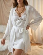 Parure Blanche 7 Pièces Satin De Soie – Image 2