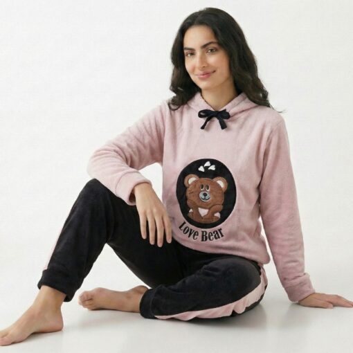 Pyjama Capuche Polaire Saumon