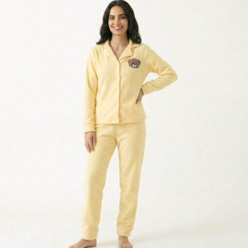 Pyjama Chemise Polaire Jaune
