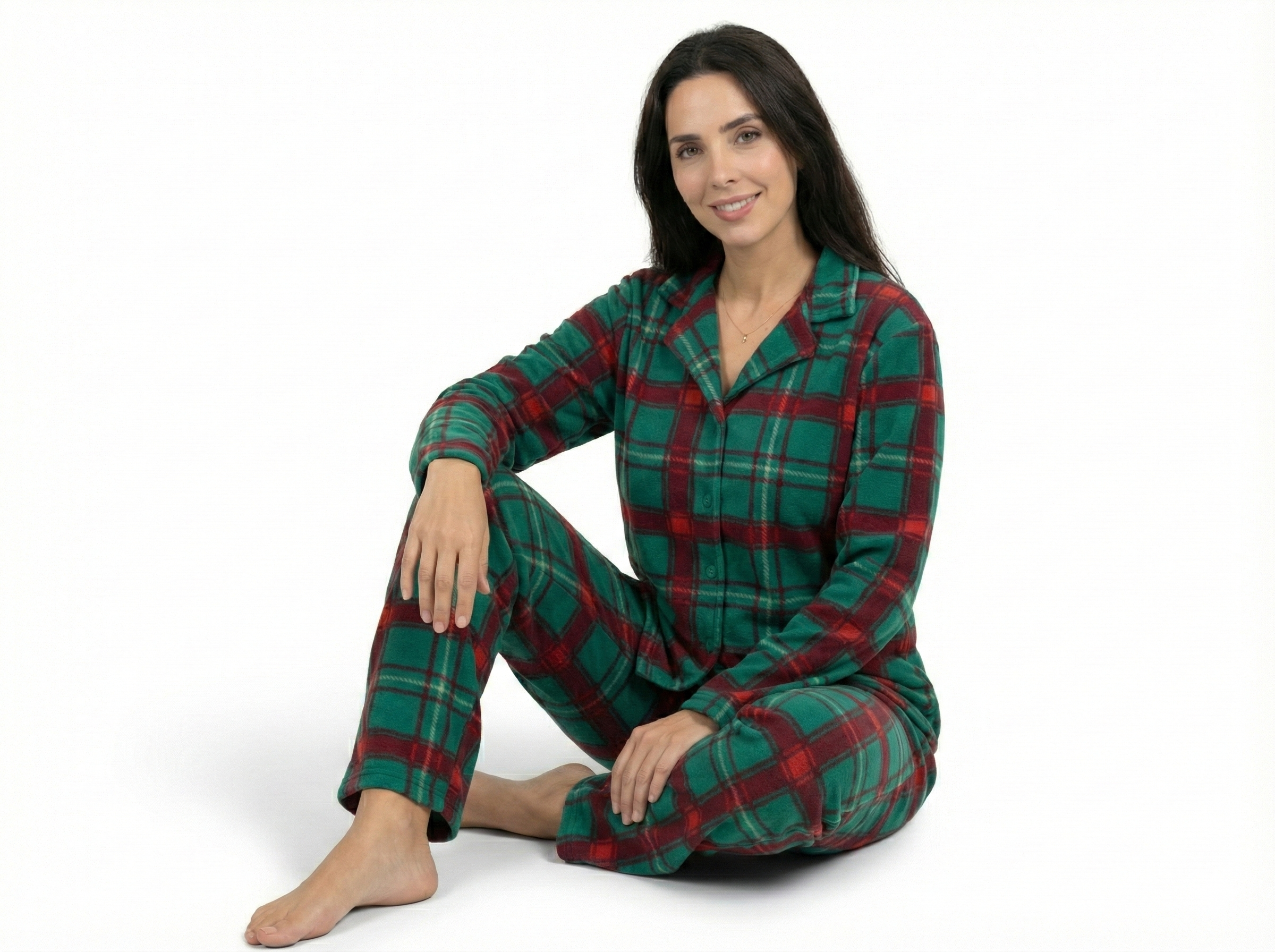 1766409326335 Pyjama Chemise Polaire Vert & Rouge – Image 1