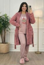 Pyjama 3 Pièces Polaire Rose – Image 2