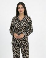 Pyjama Chemise Polaire Beige & Noir