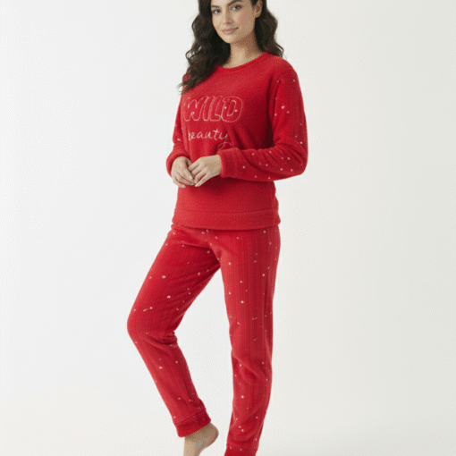 Pyjama Polaire Rouge Wild Beauty