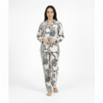 Pyjama Chemise Polaire Blanc Imprimé Léopard