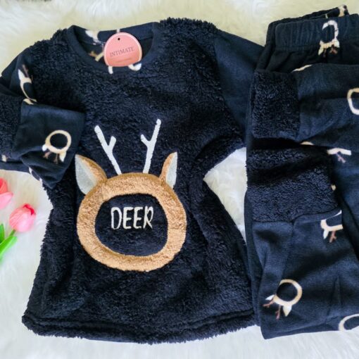 Pyjama Polaire Fillette Bleu Marine "Deer"