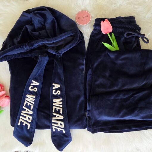 Pyjama Velours Capuche Bleu "As Weare"