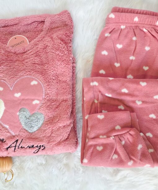 Pyjama Polaire Rose Love Always