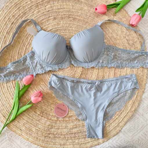 Soutien De Gorge et Culotte Dentelle Bleu
