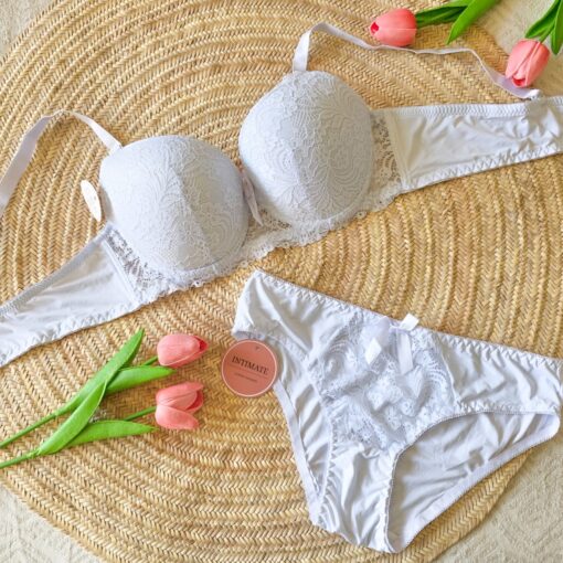 Soutien De Gorge et Culotte Dentelle Bleu  Clair