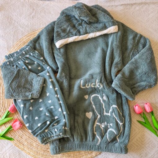 Pyjama Capuche Polaire Vert "Lucky "