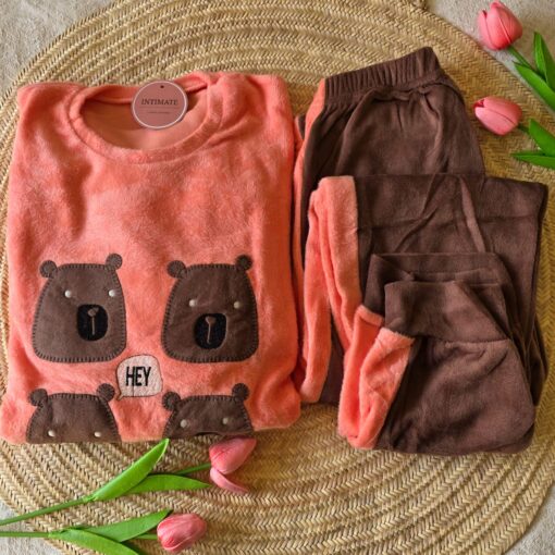 Pyjama Velours Corail & Marron