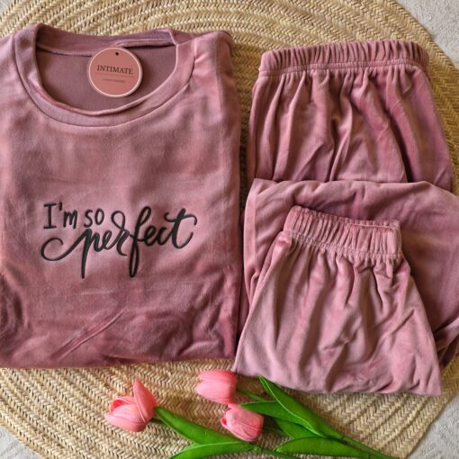 Pyjama Velours Rose "I M So Perfect"