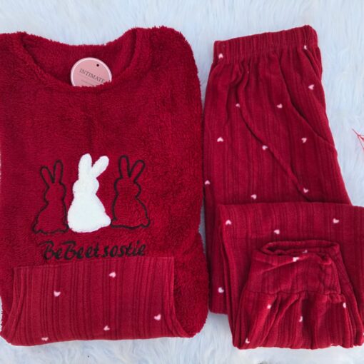 Pyjama Polaire Rouge  "Be Beet Sostie"