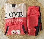 Pyjama Velour Corail "Love Is Poison" – Image 2