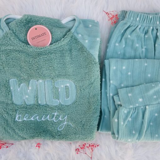 Pyjama Polaire Vert Doux Wild Beauty