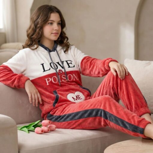 Pyjama Velour Corail "Love Is Poison"
