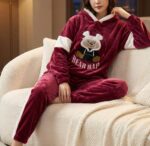 Pyjama Velour Rose & Blanc "Bear Rap" – Image 3