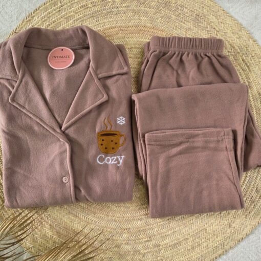 Pyjama Chemise Polaire Marron Cozy