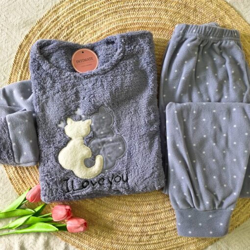 Pyjama Polaire Gris I Love You