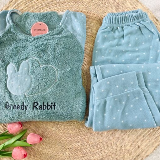 Pyjama Polaire  Vert Doux Rabit