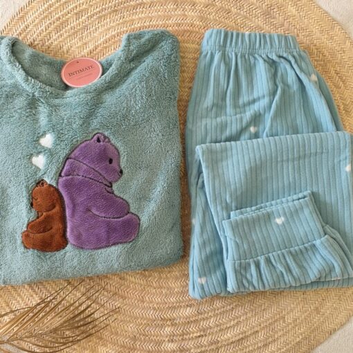 Pyjama Polaire  Vert Doux Nounours