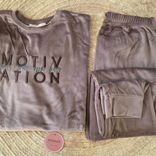 Pyjama Velours Marron "Motivation"
