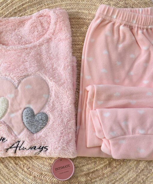 Pyjama Polaire Rose Cœurs