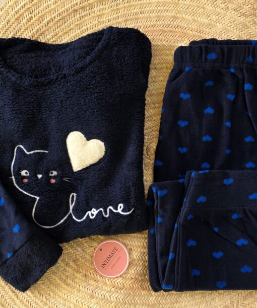 Pyjama Polaire Bleu Marine Love