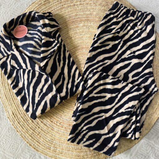 Pyjama Chemise Polaire Beige & Noir