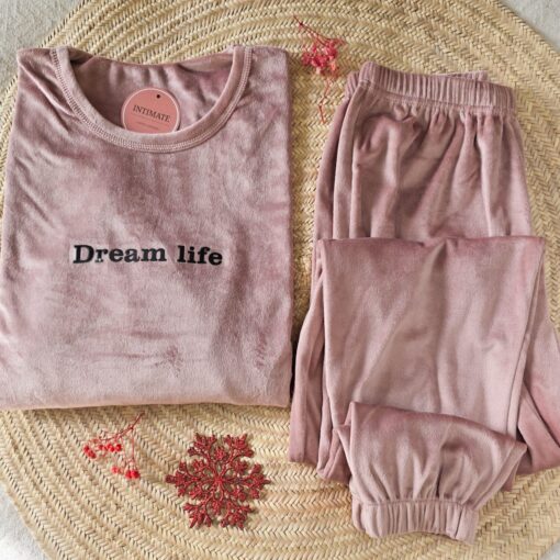 Pyjama Velours Rose "Dream Life"