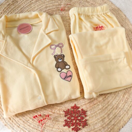 Pyjama Chemise Polaire Jaune Dabdoub