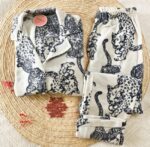 Pyjama Chemise Polaire Blanc Imprimé Léopard – Image 3