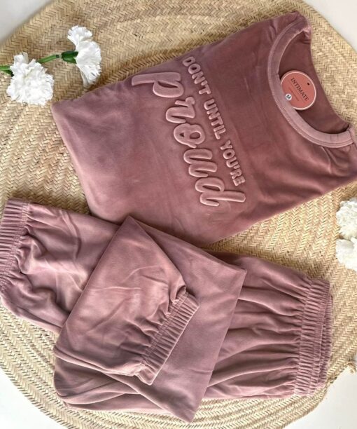 Pyjama Velours Rose "Proud"
