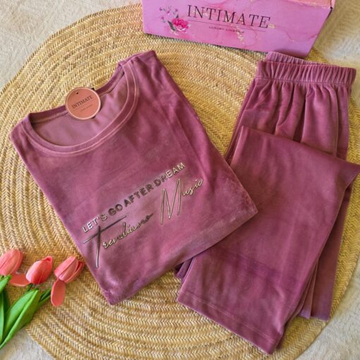 Pyjama Velours Violet "Let's Go After Dream"
