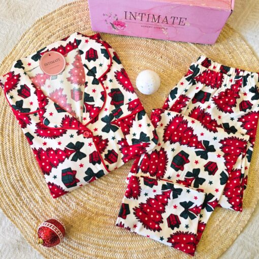 Pyjama Chemise Velours Beige Sapin & Cadeau