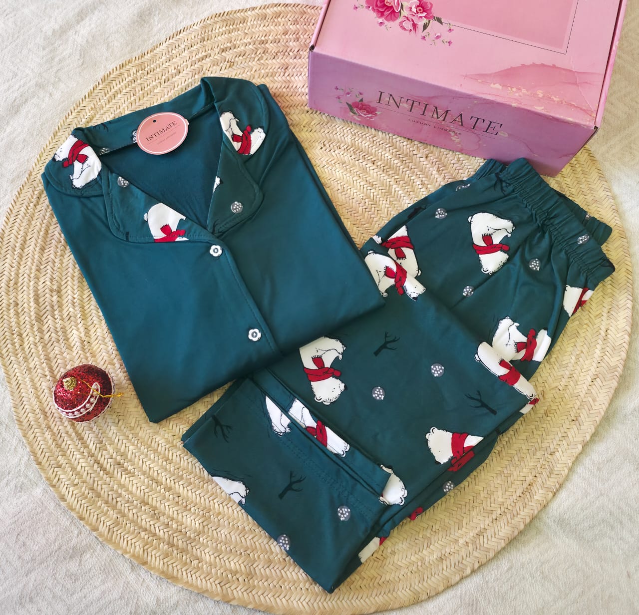 IMG-20260109-WA0079 Pyjama Chemise Manches Longues Vert Nounours – Image 1