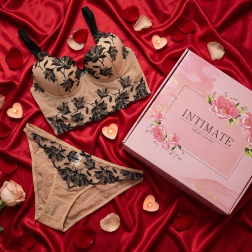 Soutien De Gorge et Culotte en Beige & Noir